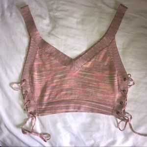 BCBG NWOT Multicolor Crop Tie Top